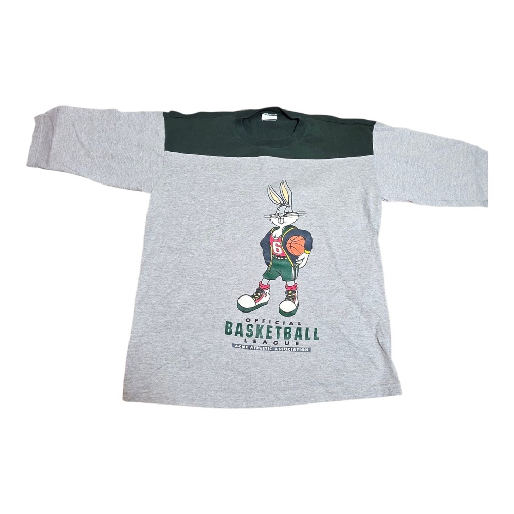Vintage 1991 Bugs Bunny Basketball League Shirt Warner Bros ACME Clothing B26